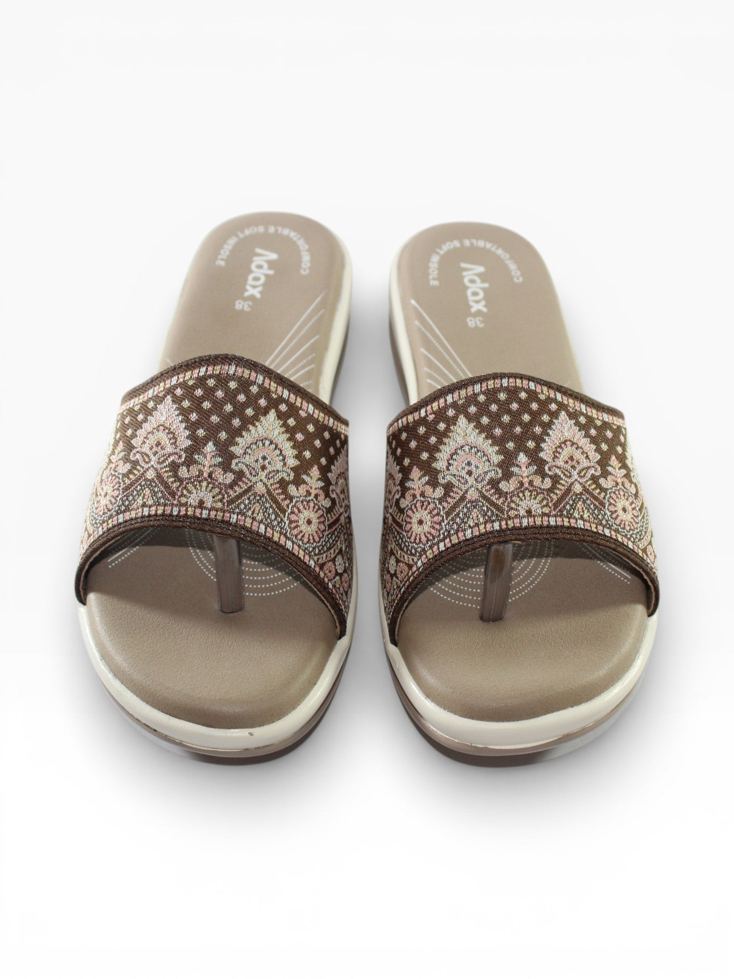 "Desert Paisley" Fabric Slide Sandal – Beige