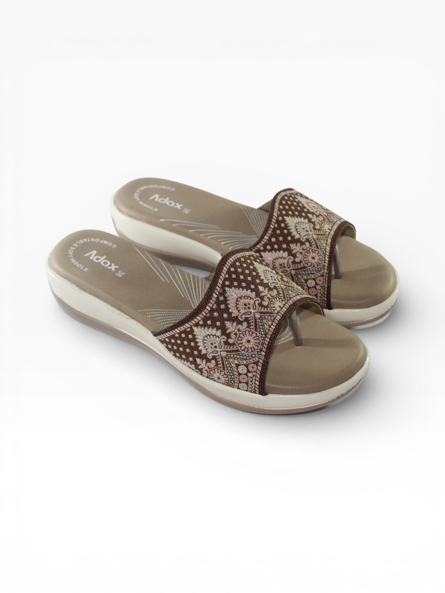 "Desert Paisley" Fabric Slide Sandal – Beige