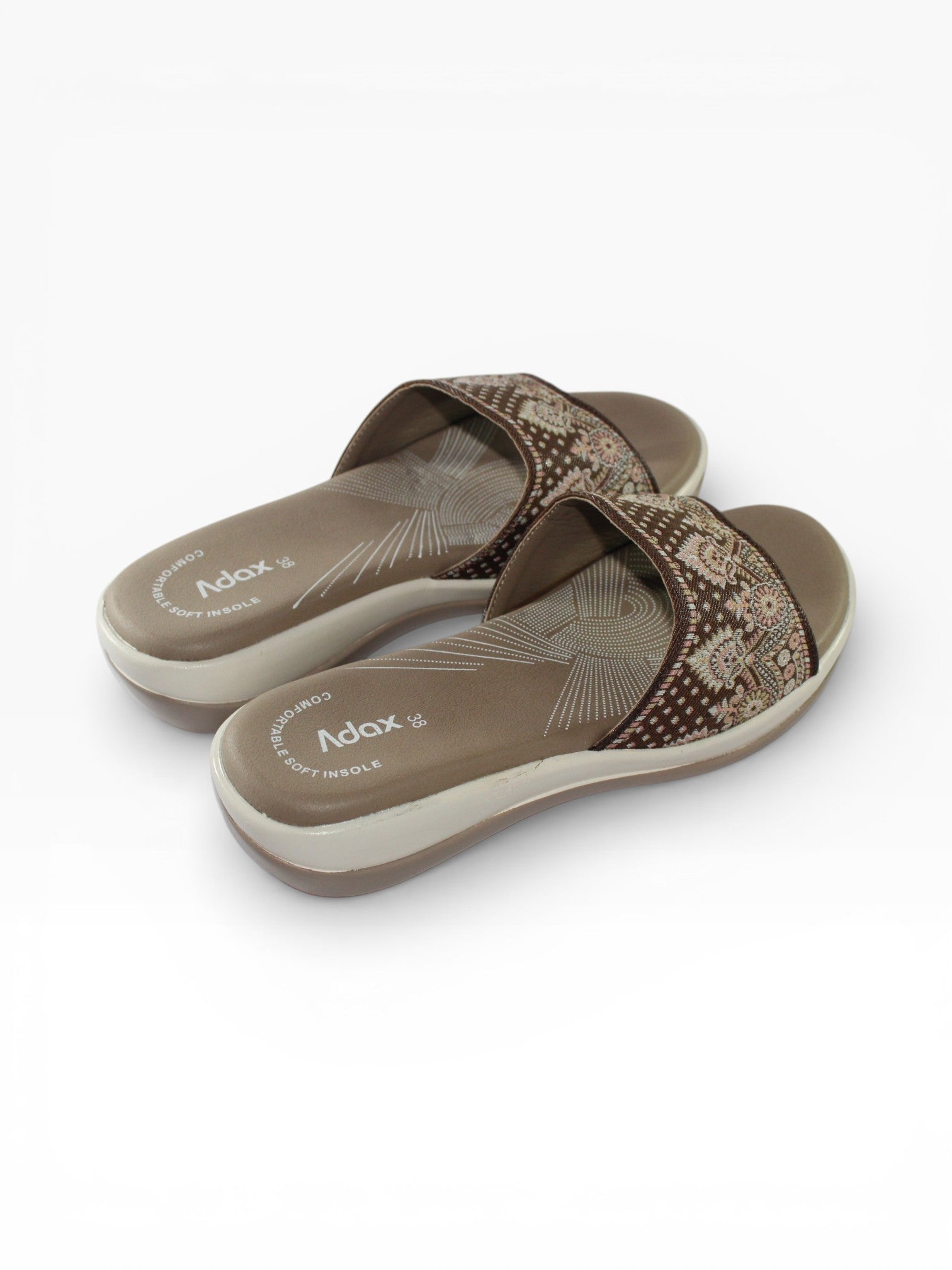 "Desert Paisley" Fabric Slide Sandal – Beige