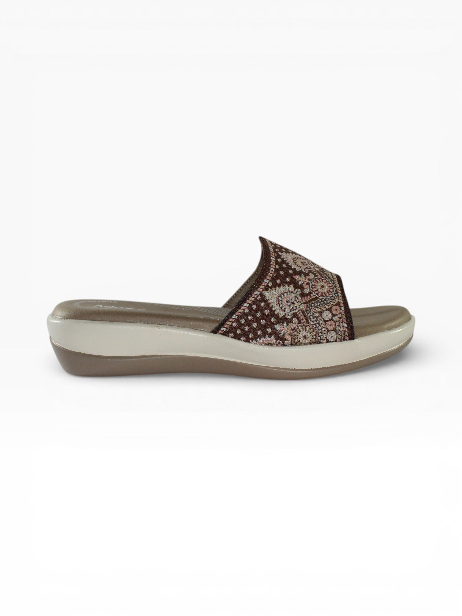 "Desert Paisley" Fabric Slide Sandal – Beige