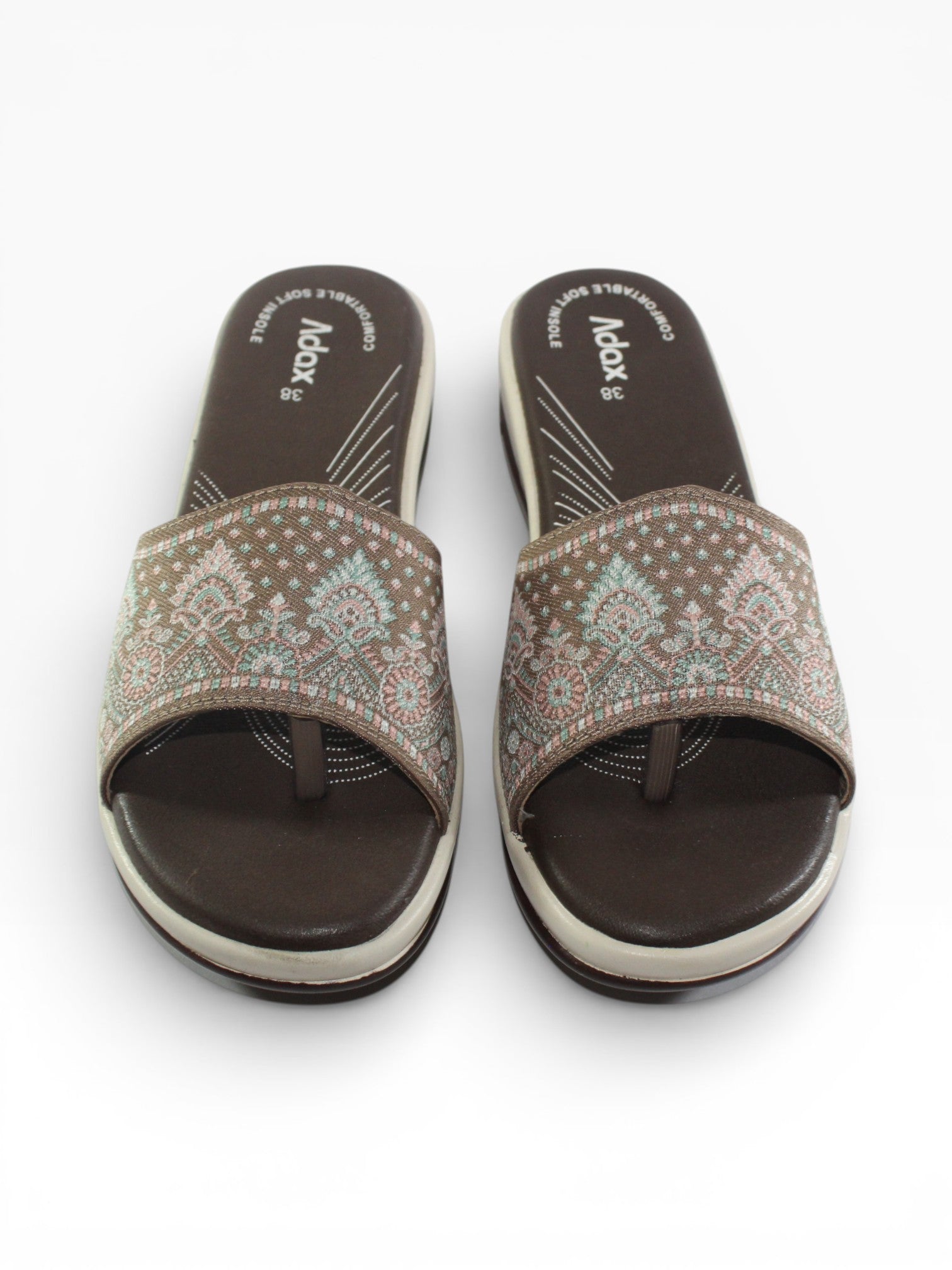 "Mocha Paisley" Fabric Slide Sandal – Coffee