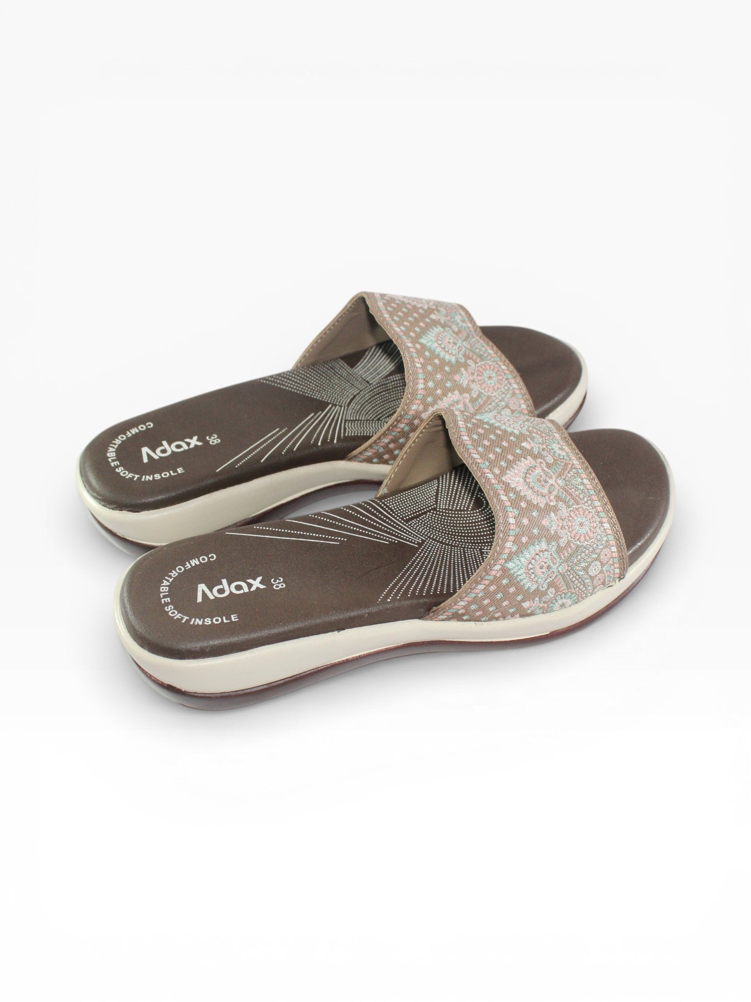 "Mocha Paisley" Fabric Slide Sandal – Coffee