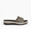 "Mocha Paisley" Fabric Slide Sandal – Coffee