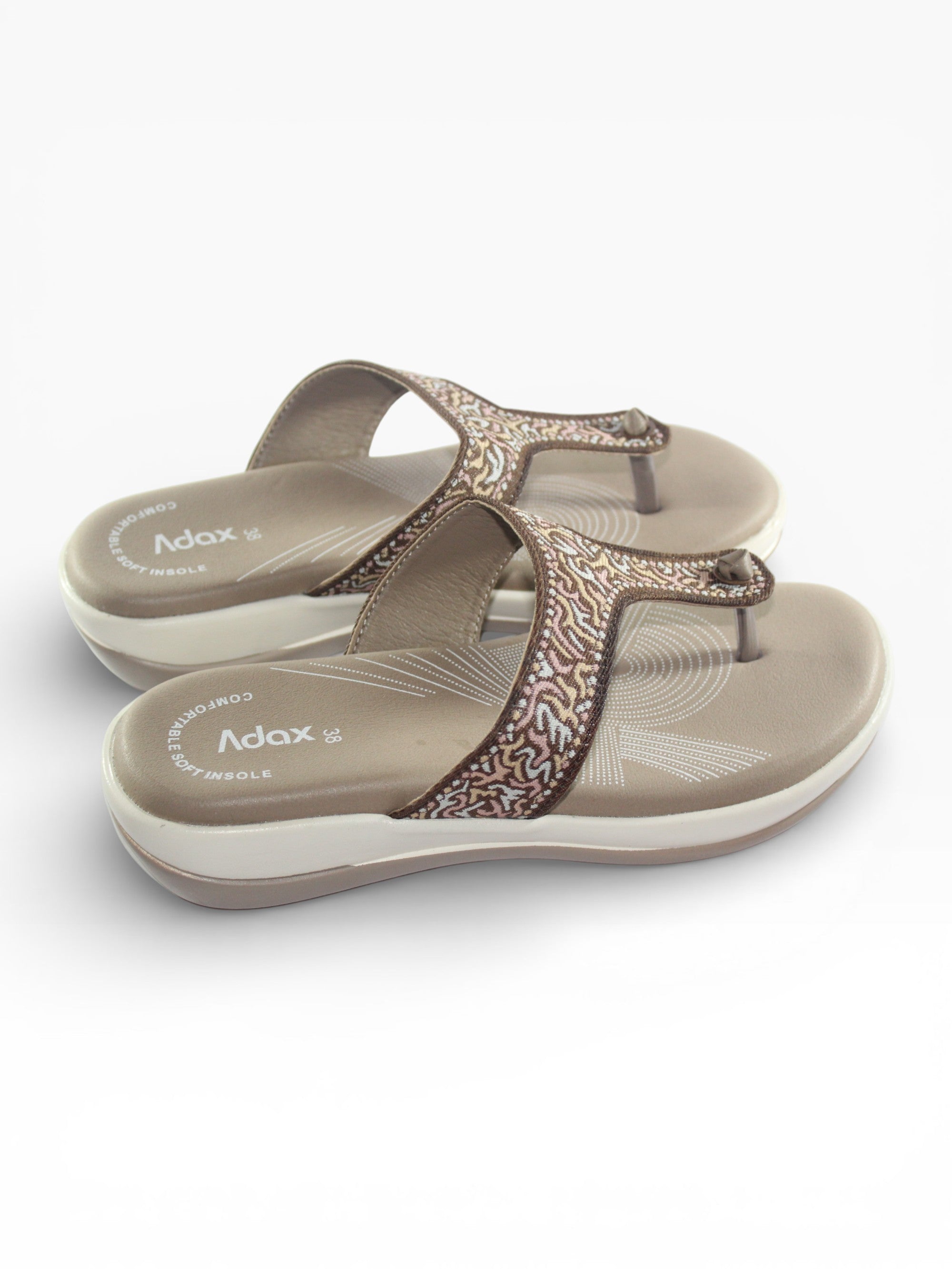 "Mosaic" Fabric T-Bar Sandal – Beige