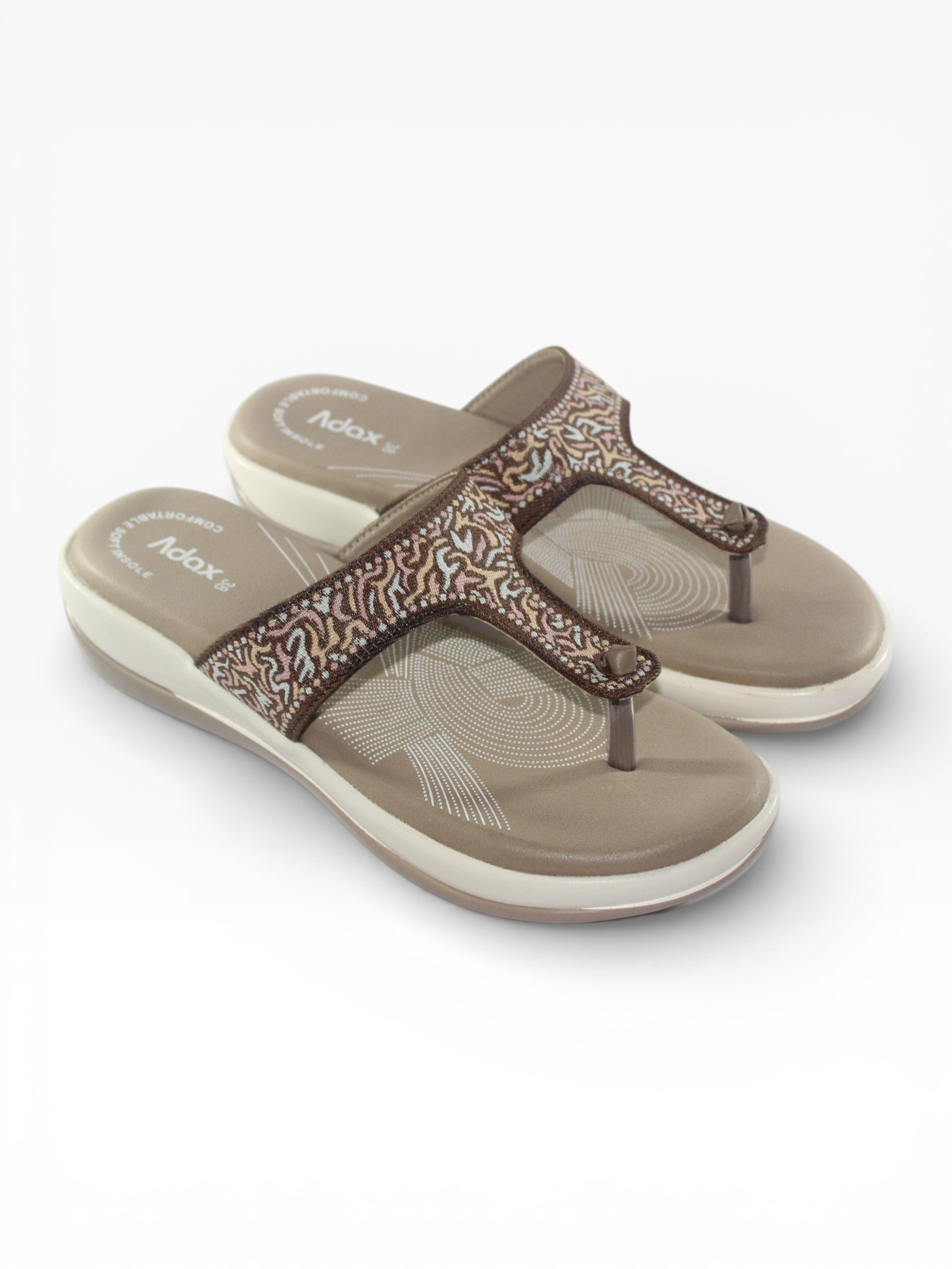 "Mosaic" Fabric T-Bar Sandal – Beige