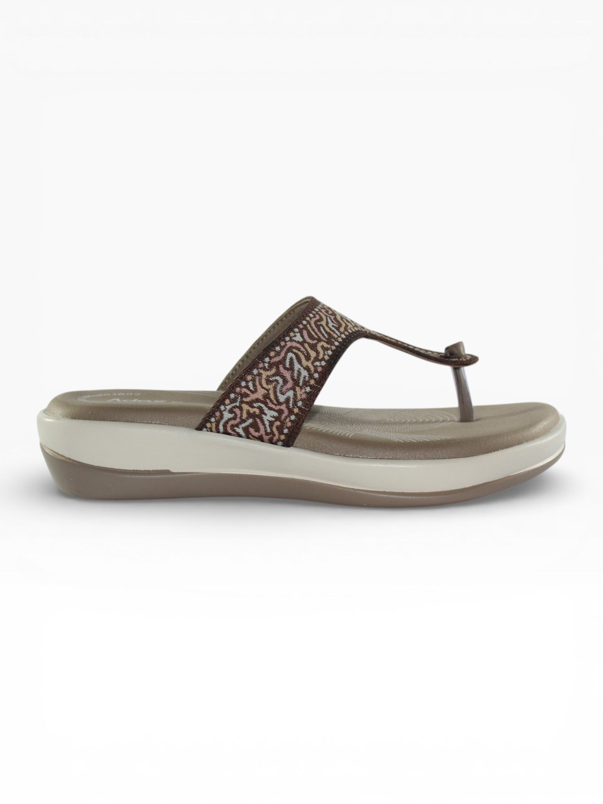 "Mosaic" Fabric T-Bar Sandal – Beige