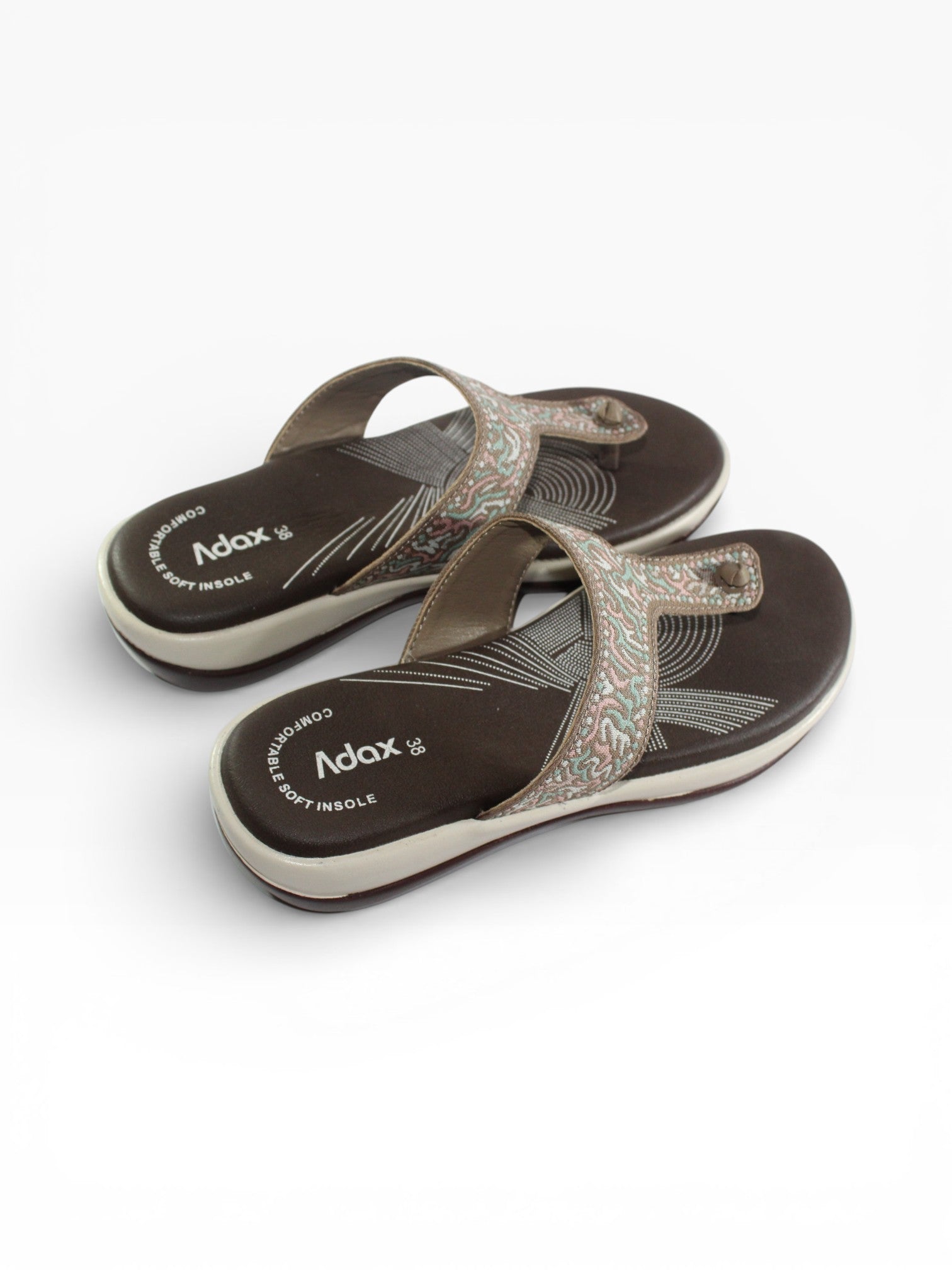"Mocha Mosaic" Fabric T-Bar Sandal – Coffee