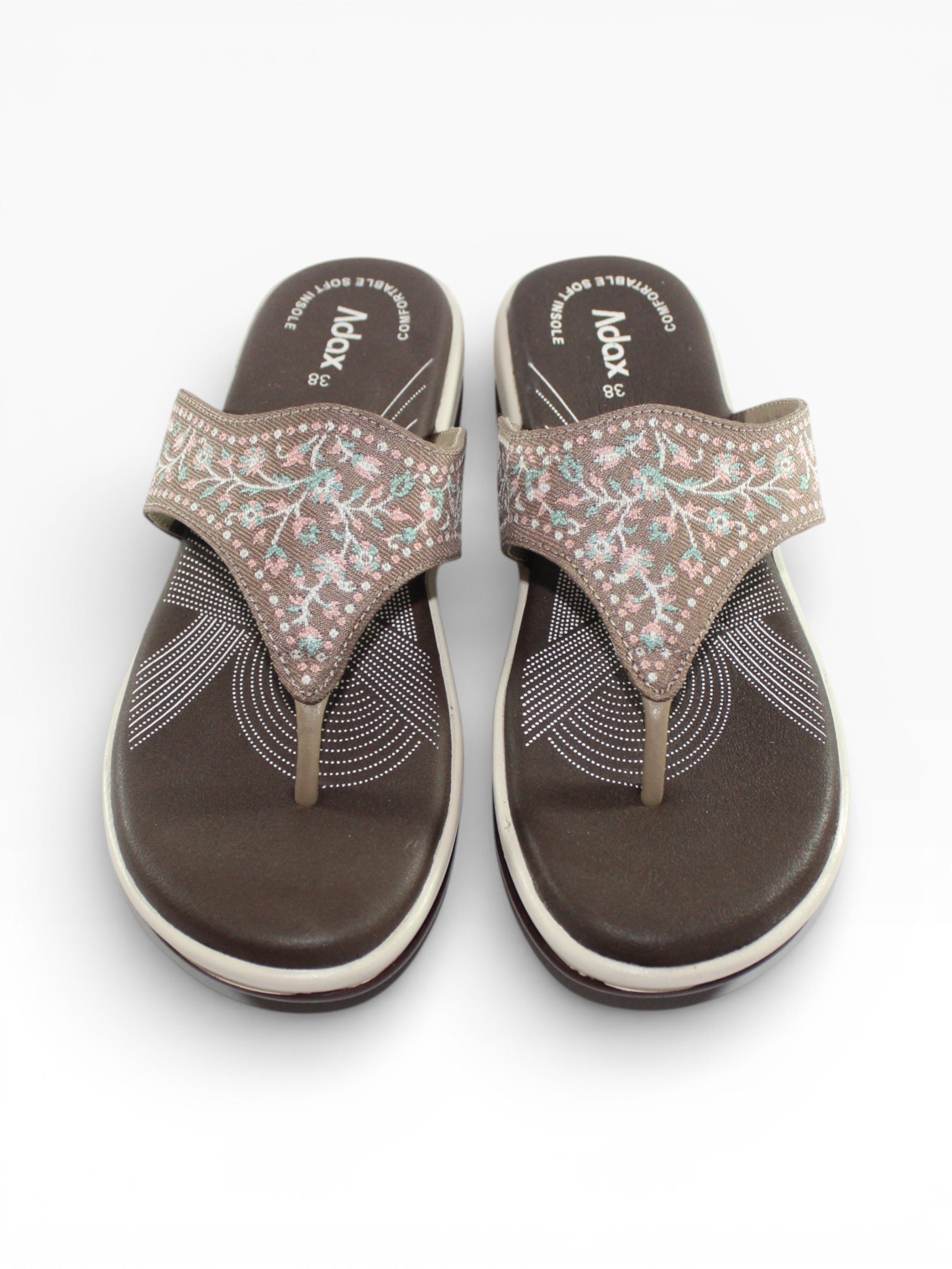 "Mocha Blossom" Fabric Toe-Post Sandal – Coffee