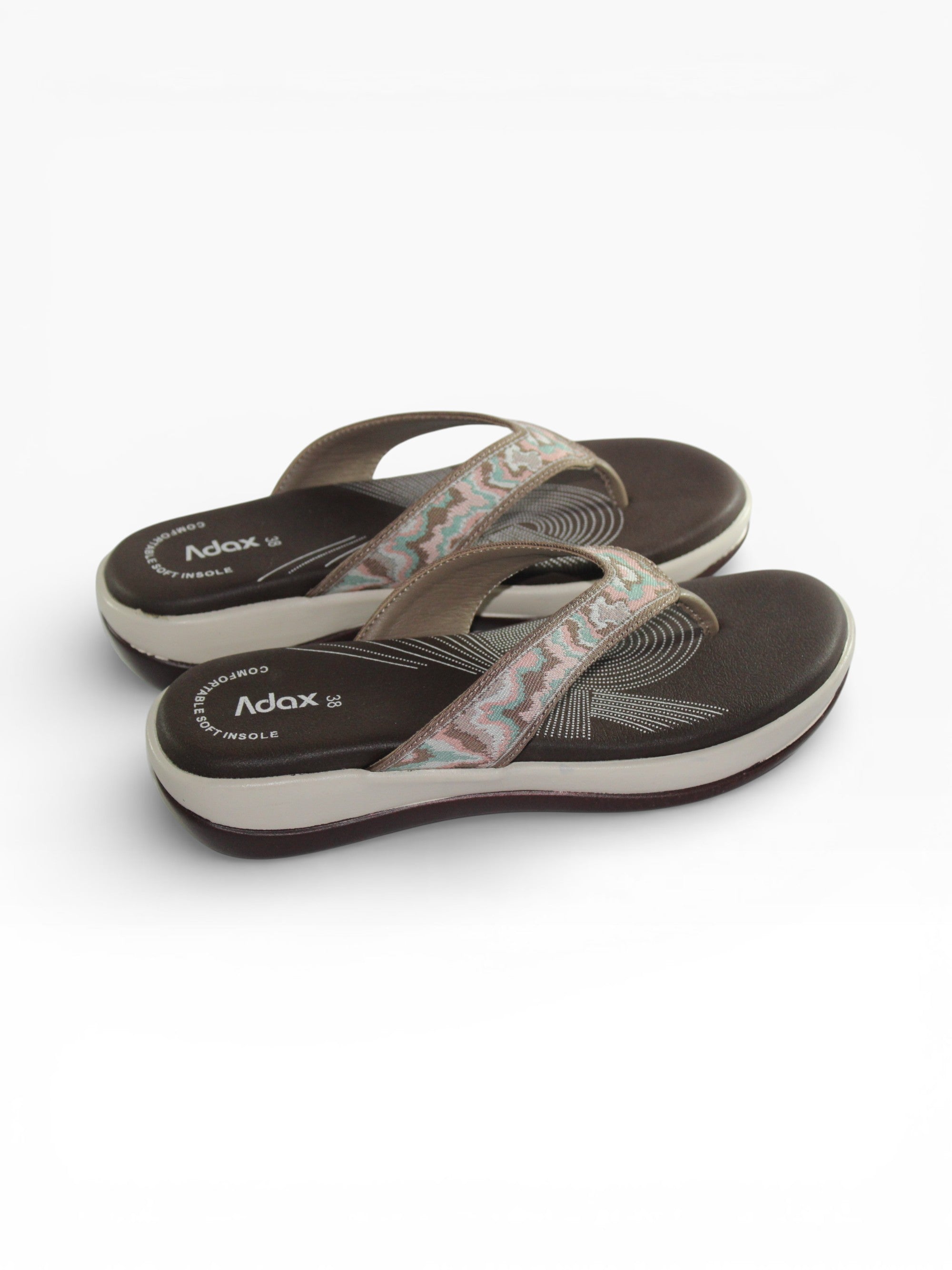 Aztec Dusk" Fabric Toe-Post Sandal – Coffee