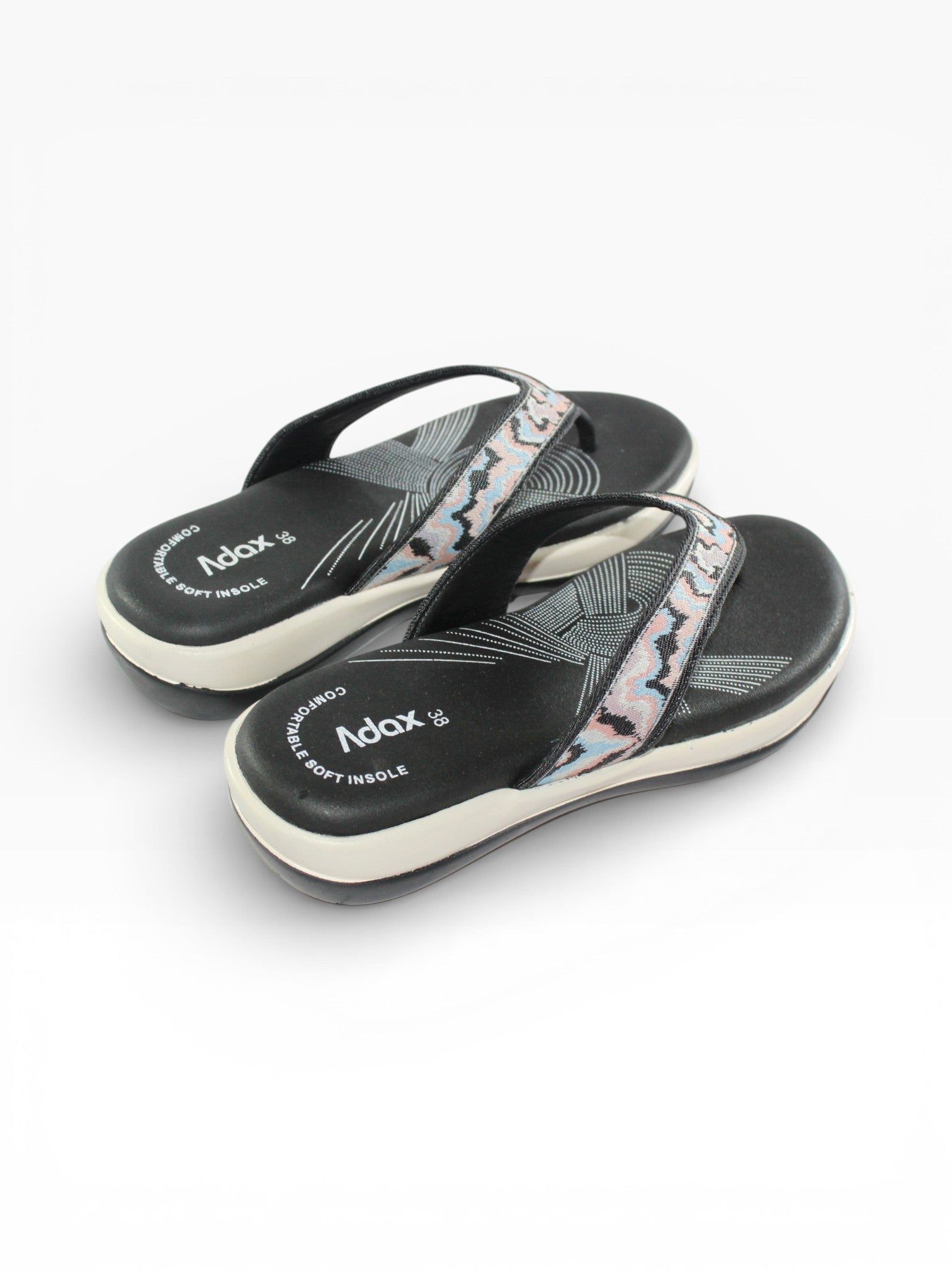 "Midnight Wave" Fabric Toe-Post Sandal – Black