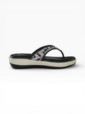 "Midnight Wave" Fabric Toe-Post Sandal – Black