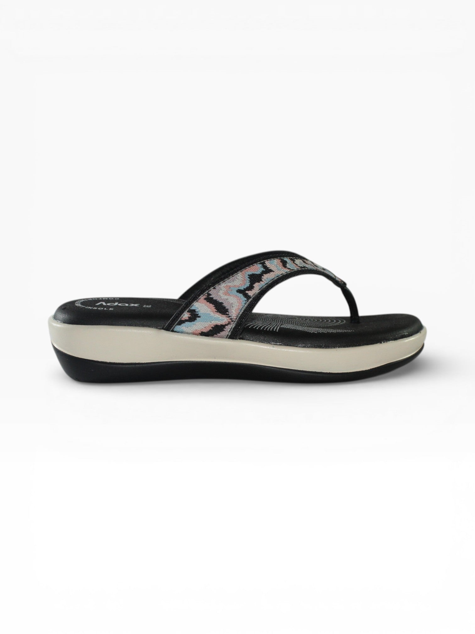 "Midnight Wave" Fabric Toe-Post Sandal – Black