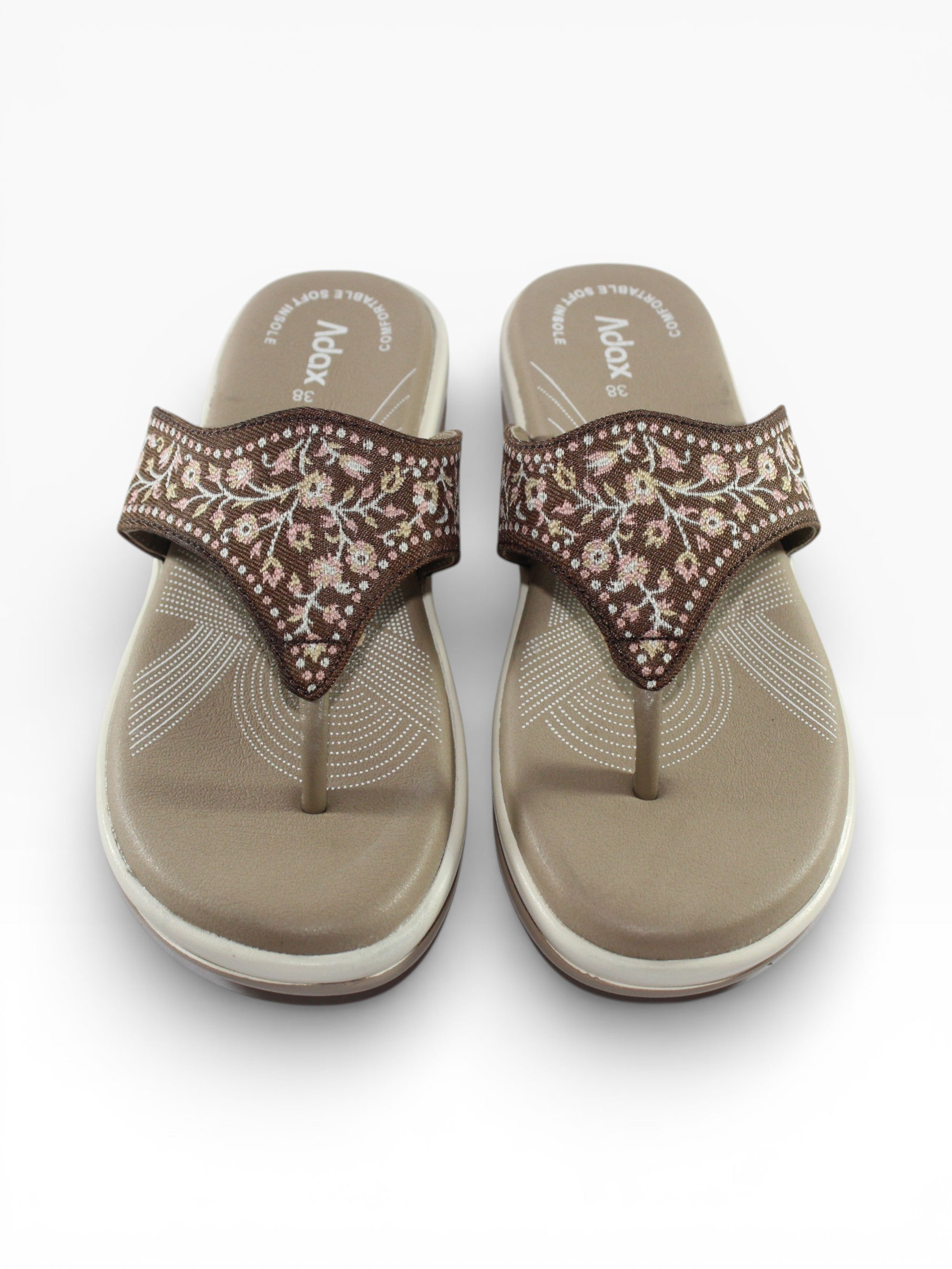 "Desert Bloom" Fabric Toe-Post Sandal – Beige