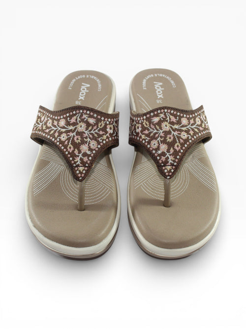 "Desert Bloom" Fabric Toe-Post Sandal – Beige
