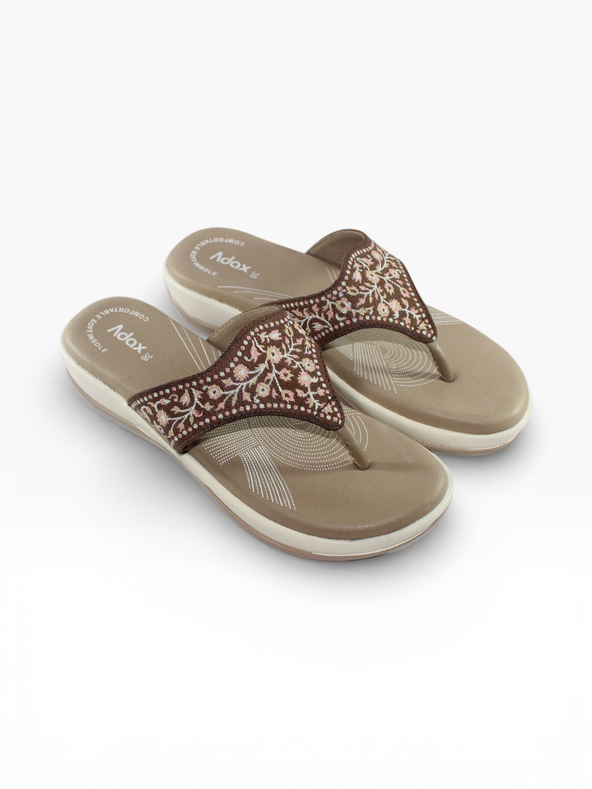 "Desert Bloom" Fabric Toe-Post Sandal – Beige