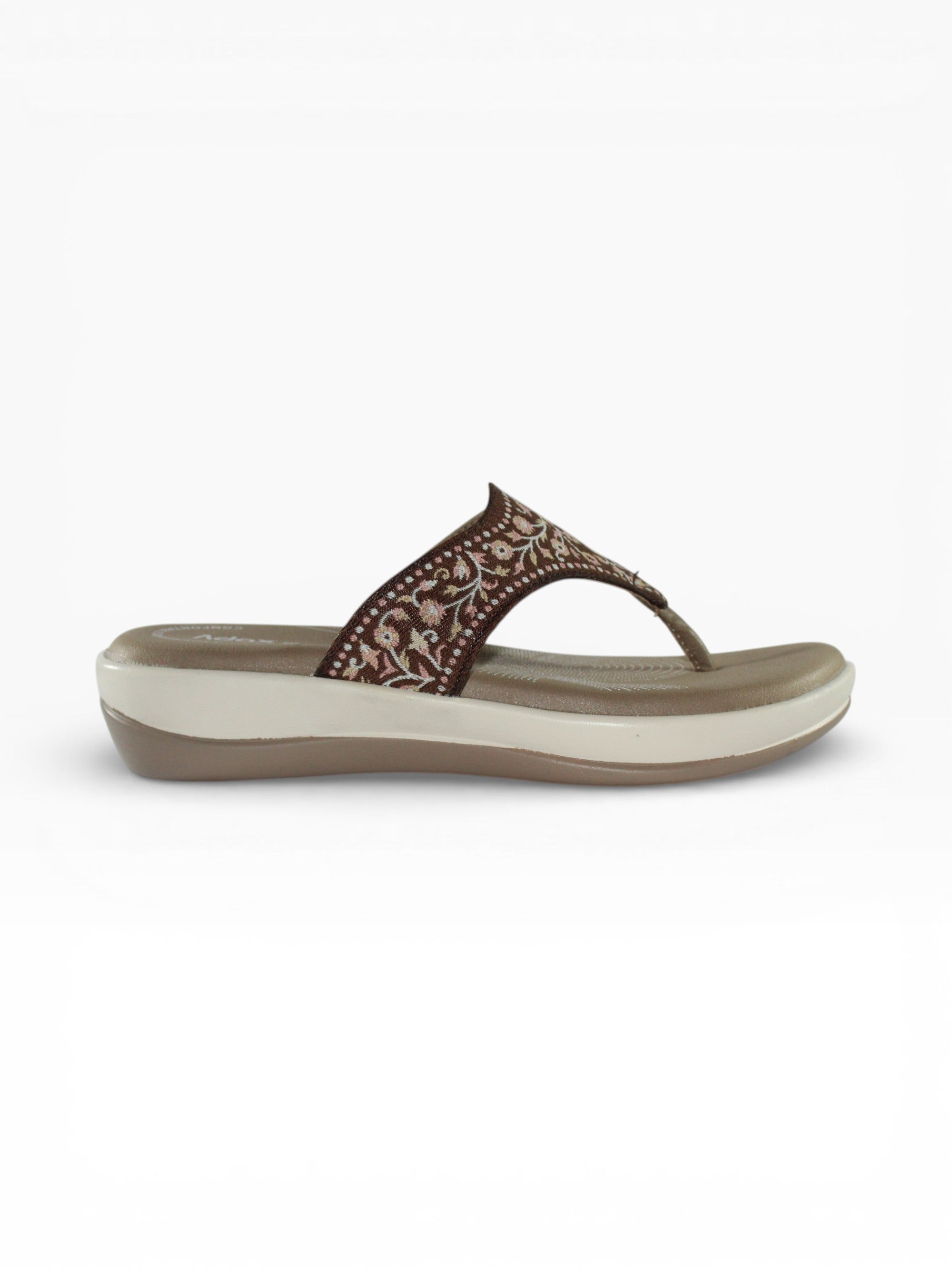 "Desert Bloom" Fabric Toe-Post Sandal – Beige