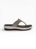 "Ash Lace" Fabric Toe-Post Sandal – Grey