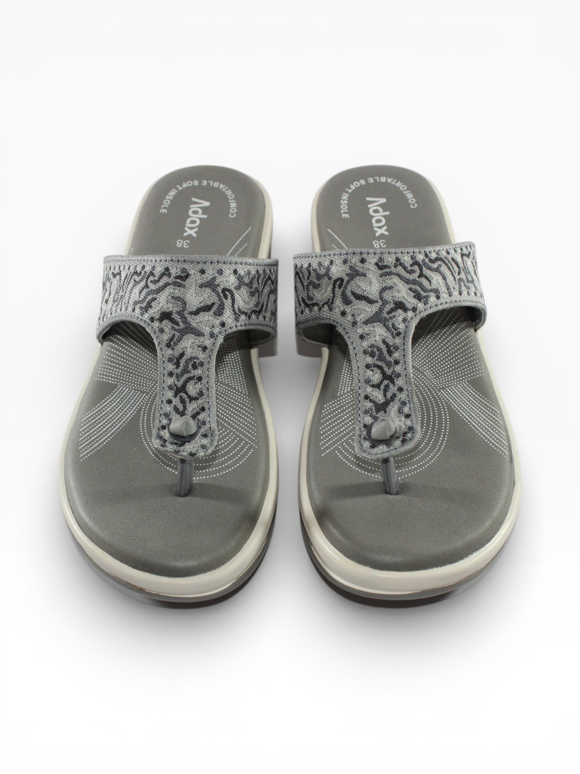 "Ash Lace" Fabric Toe-Post Sandal – Grey
