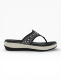 "Botanica" Embroidered Comfort Thong Sandal – Black
