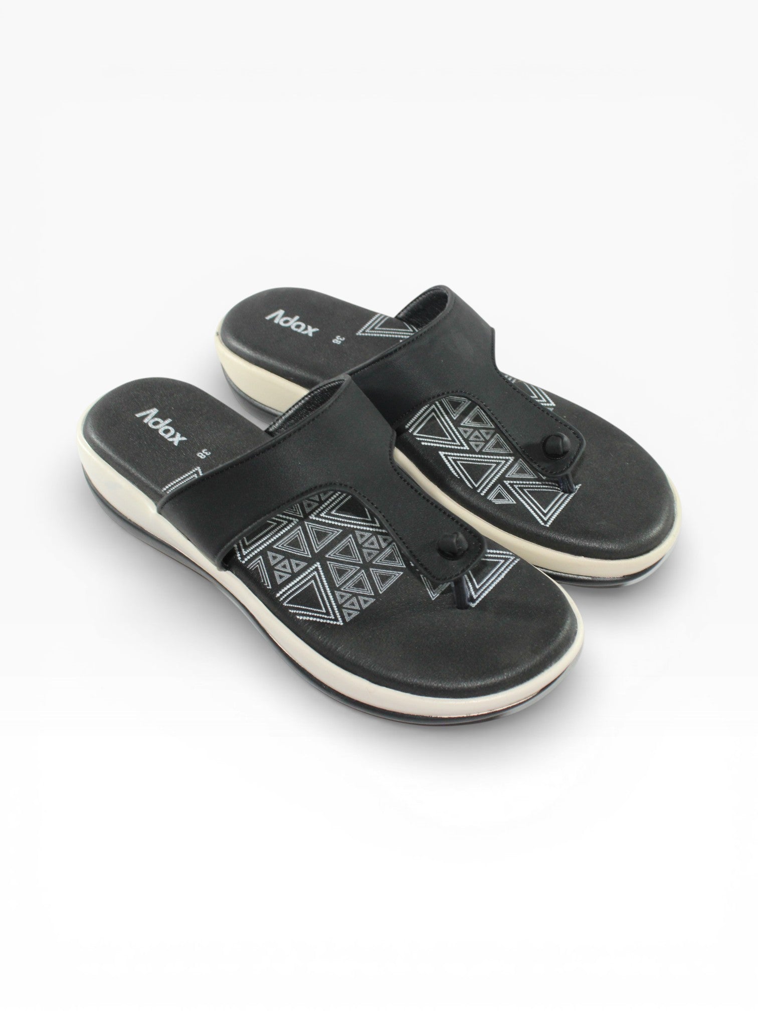 "Aztec Noir" Toe-Post Sandal – Black