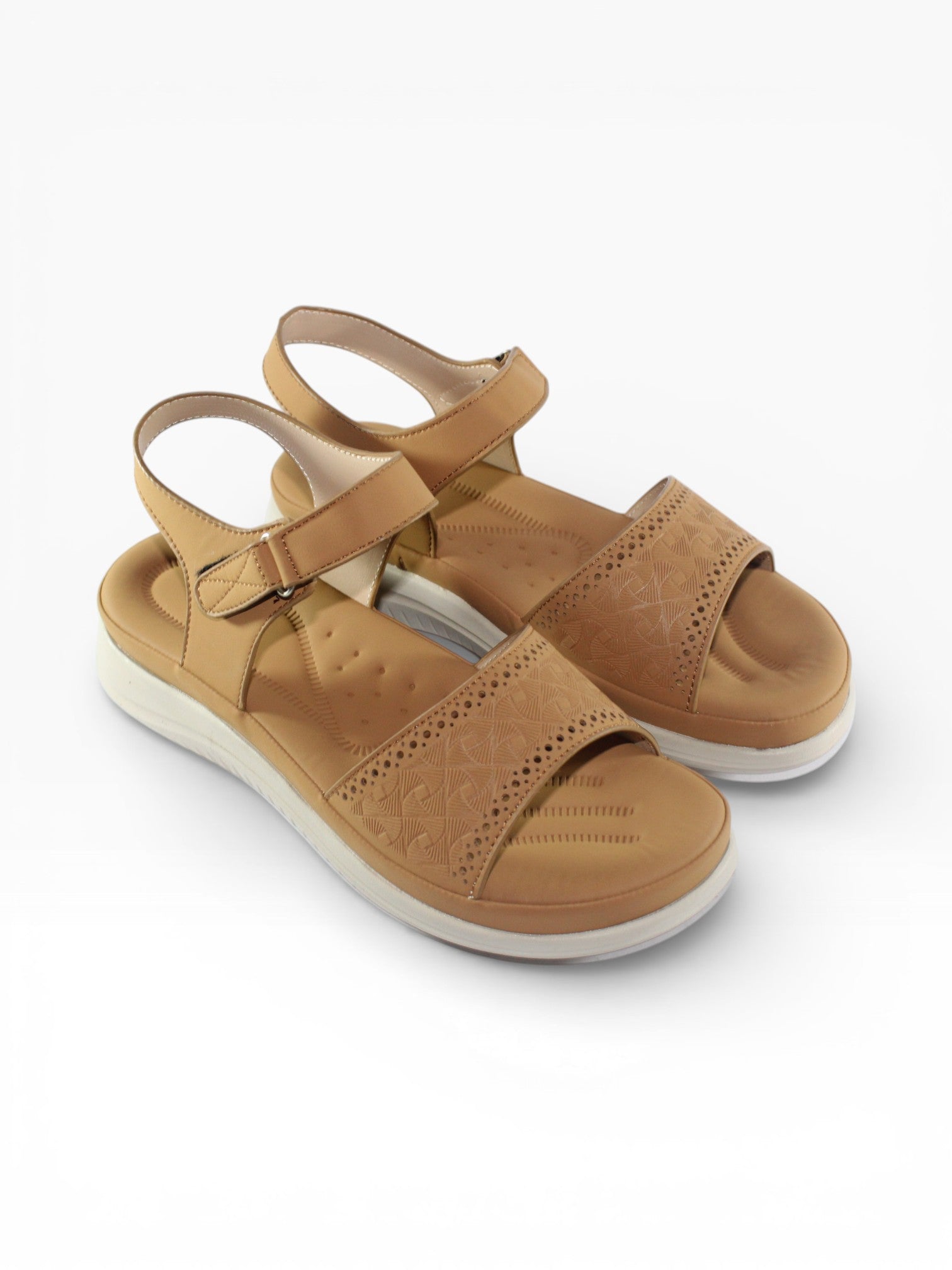 "Sahara Lattice" Back-Strap Sandal – Beige