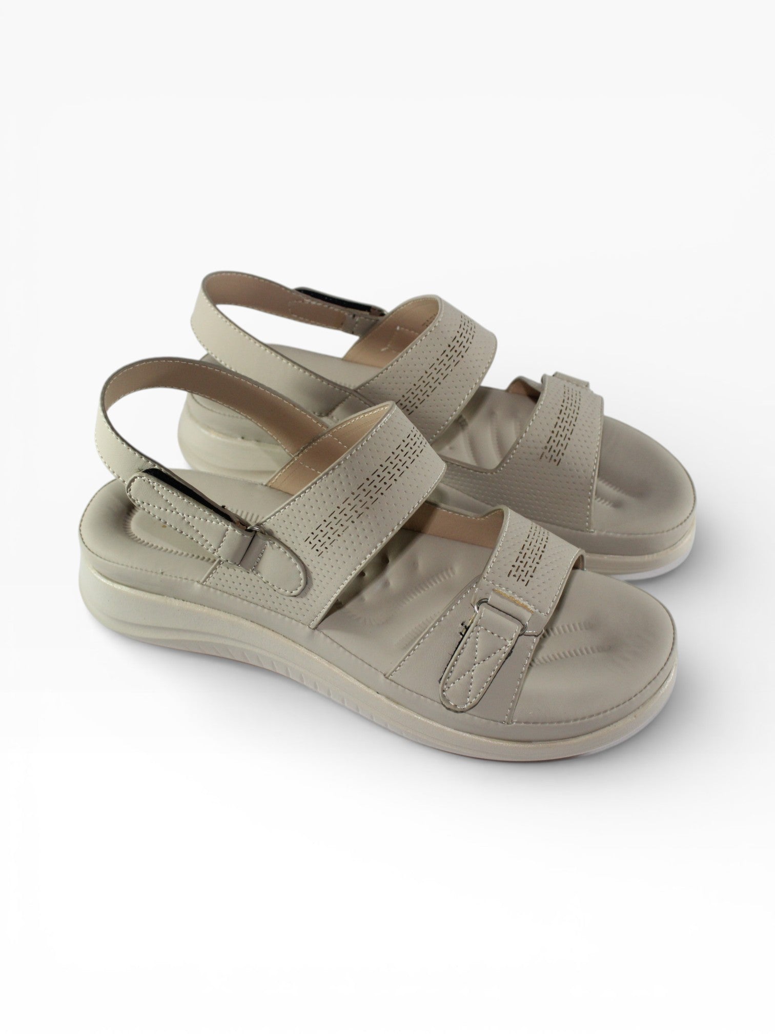 "Ivory Drift" Double-Strap Back-Strap Sandal – Cream