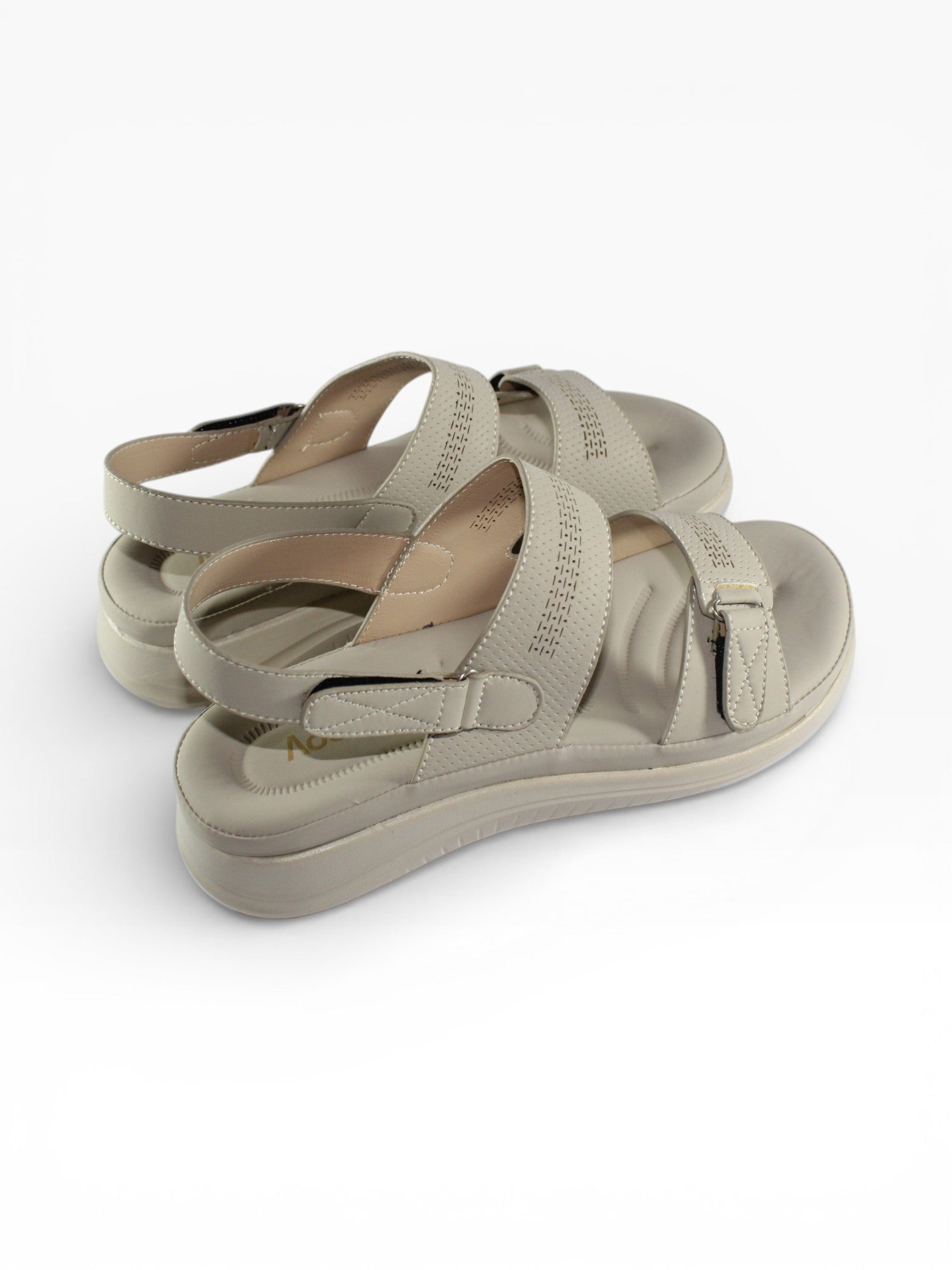 "Ivory Drift" Double-Strap Back-Strap Sandal – Cream