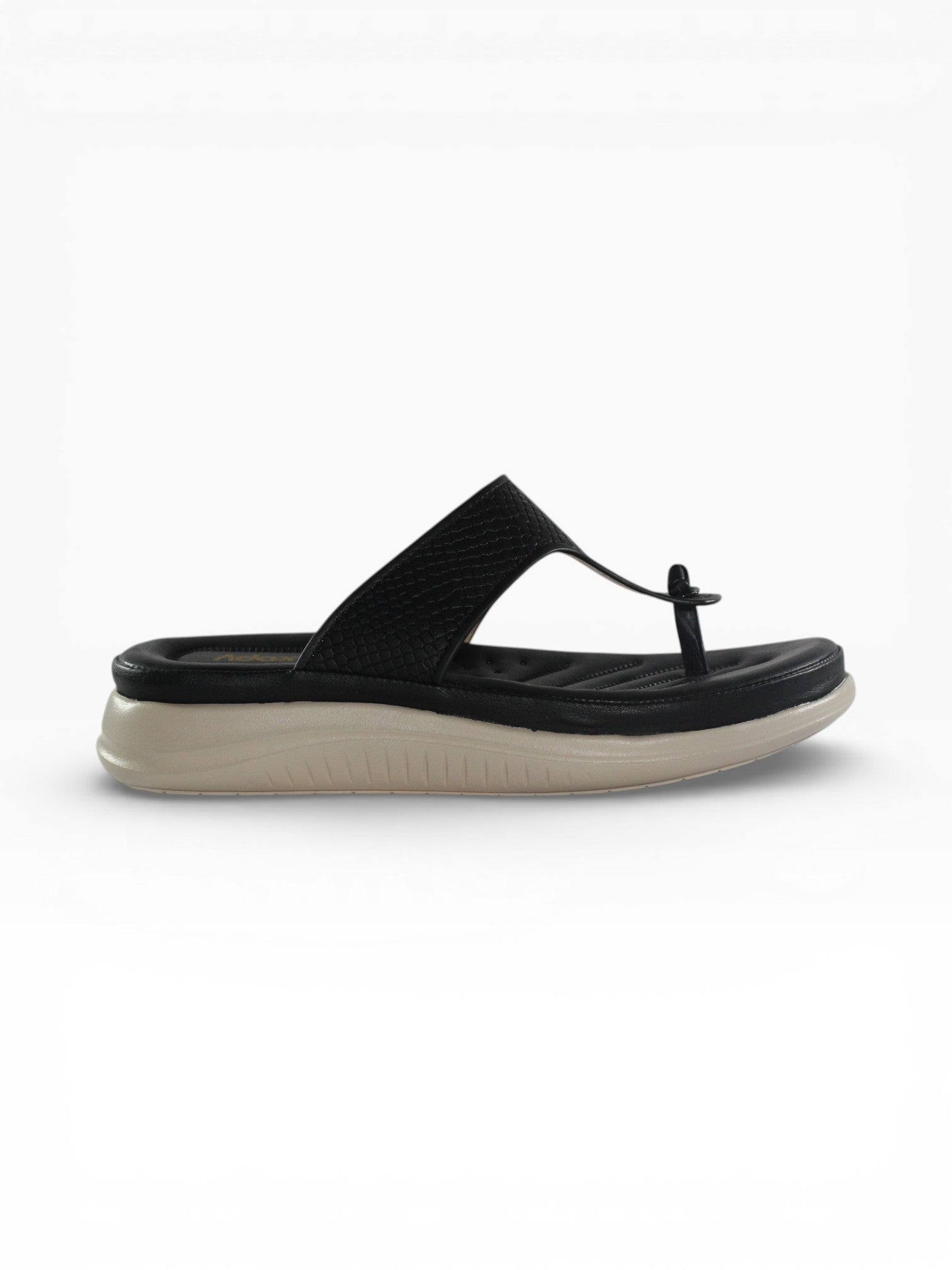"Midnight Scale" Toe-Post Platform Sandal – Black