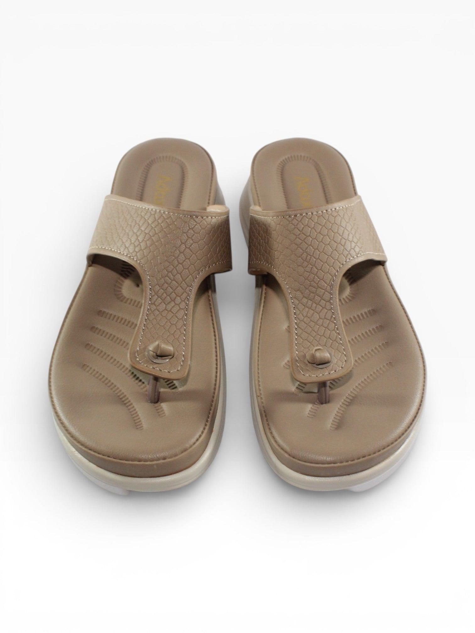 "Taupe Scale" Toe-Post Platform Sandal – Brown