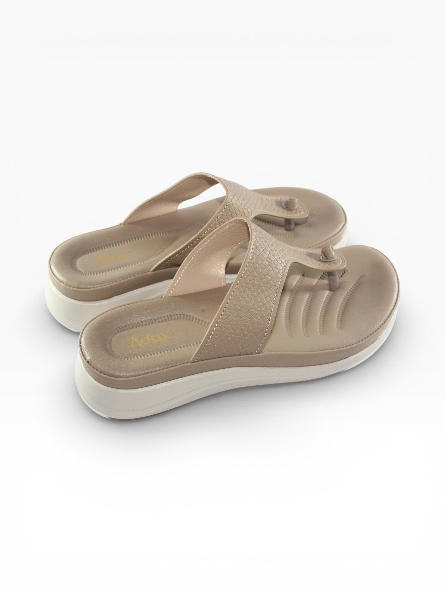"Taupe Scale" Toe-Post Platform Sandal – Brown