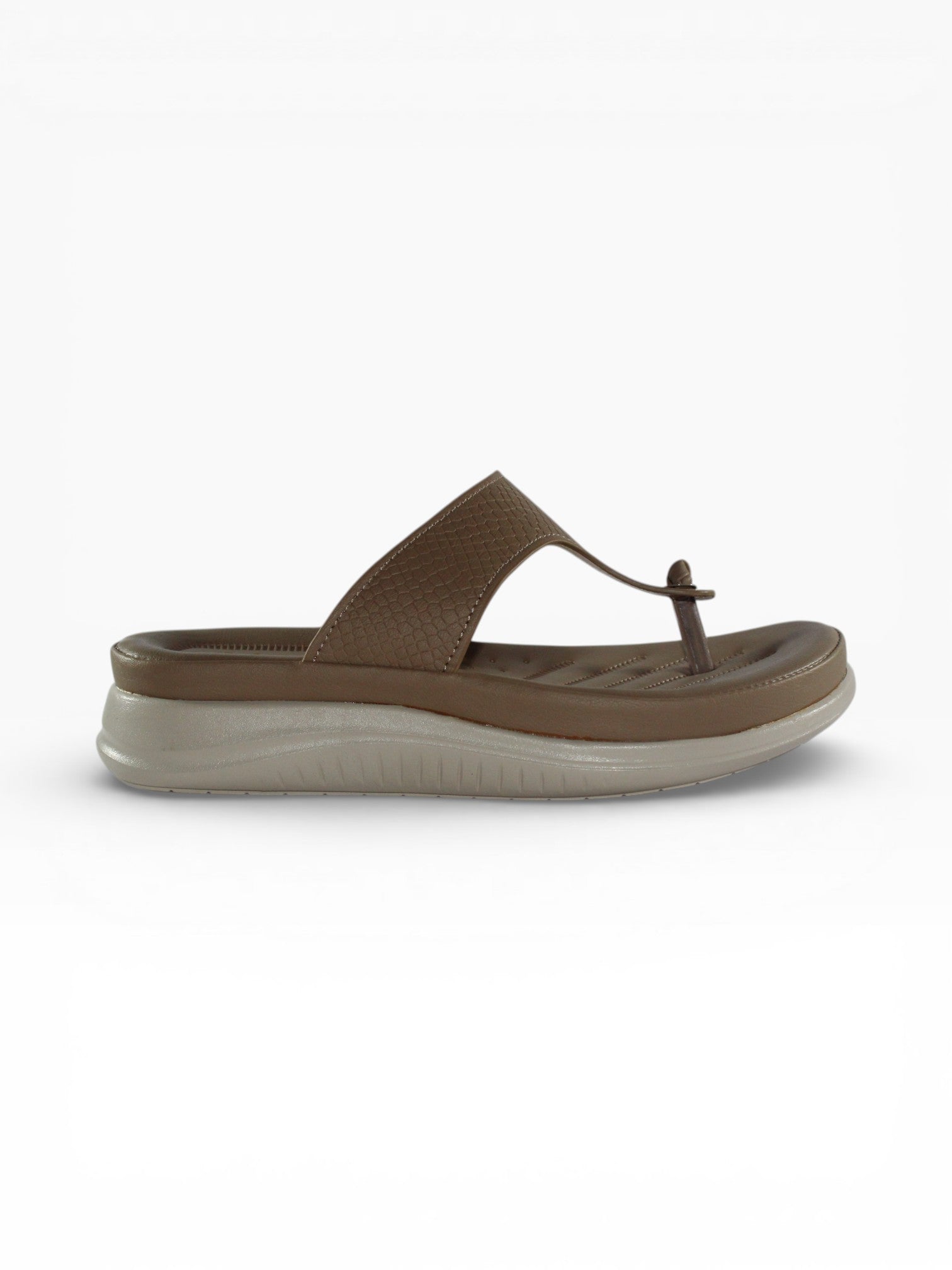 "Taupe Scale" Toe-Post Platform Sandal – Brown